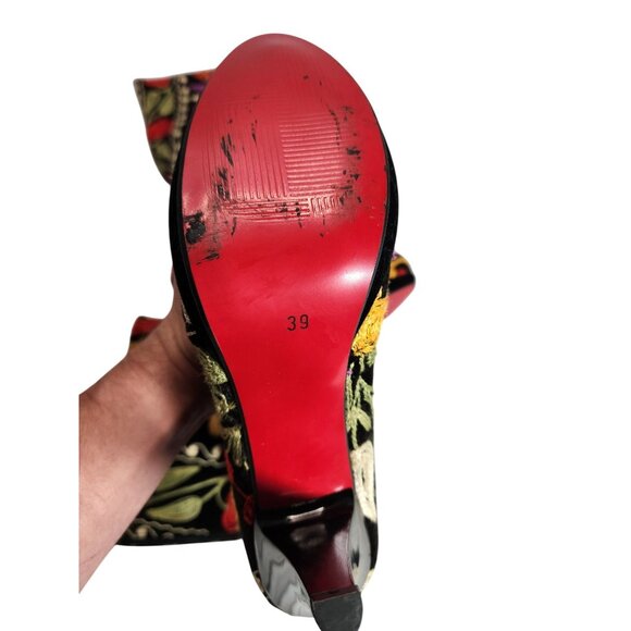 Vintage Bohemian High Heel Knee Boots W Colorful Floral Embroidery Eu/39 US W/8 - Picture 6 of 10